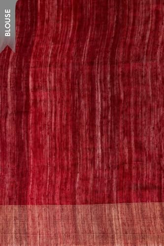 Taneira Women Dark Red Woven Pure Silk Vanya Bengal Saree With Unstitched Blouse Piece (SAPH01AC6405-Dark Red)