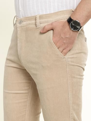 Hancock Men Cotton Solid Slim Fit Trousers Grey Size 30, Comfortable Stretch Waistband, Machine Washable Easy Care Fabric, Durable Fabric with a Tailored Finish