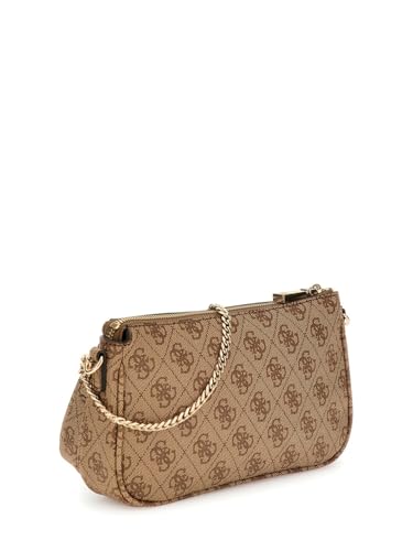 GUESS Brown Printed Noelle Pouch Crossbody Bag