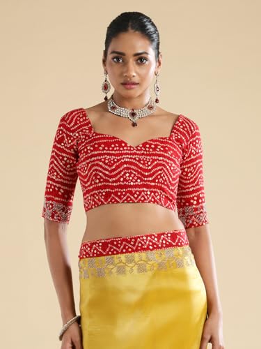 AKHILAM Women's Yellow Tissue Embellished Embellished Saree With Unstitched Blouse Piece (ANIKA3901_AG)