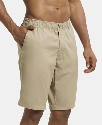 Jockey Men's Straight Fit Shorts (1203_Khaki_Large)