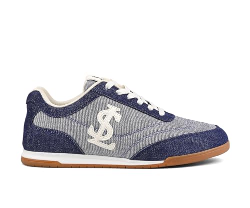 LOUIS STITCH Women’s Navy Blue Casual Lightweight Denim Sneakers | Ortholite Cushioned Comfort | Dual-Color TPR Sole | Lightweight & Comfortable Casual Lace-Up Shoes | LSD-SNK-DNM-NBU | UK-3