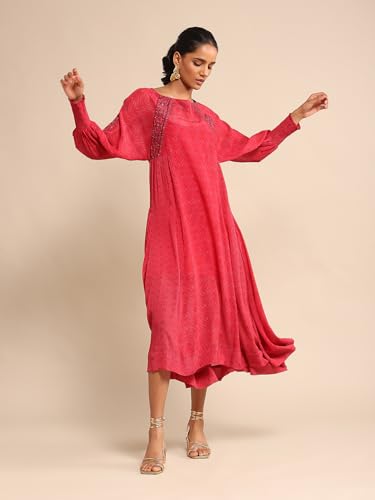 Ritu Kumar Fuschia Printed Dress with Camisole