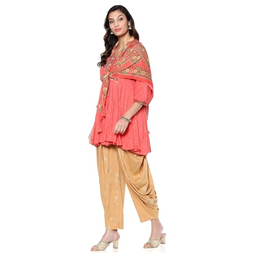 BIBA Women's Rayon Kurta Sets (SKDINDLON10151AW24PBEG_Peach-Beige