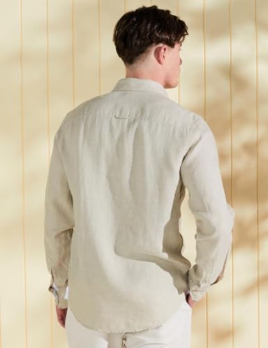 Symbol Premium Men's Pure Linen Solid Casual Shirt (Regular Fit) (SP-S24-M-CS-102_Natural Beige_L)