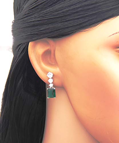 Taruna Biyani Women's Signity Diamond Designer Earrings (Green)