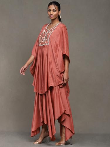 Ritu Kumar Rust Solid Silk Kurta with Palazzo