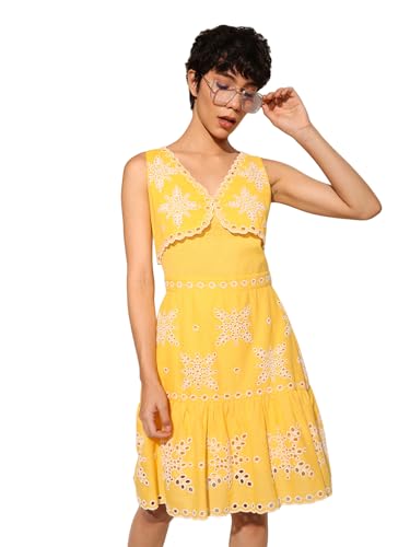 ONLY Women's Fit and Flare Yellow Dress