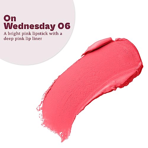 Typsy Beauty Twist & Pout Lipstick & Lip Liner I Lipstick with Matching Liner for Defined Lips I On Wednesdays | Matte Finish & Contoured Lip Effect I Hot Pink | Korea Made I Paraben Free 0.75 + 0.16g