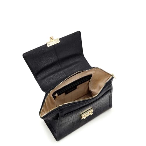 Da Milano Leather Satchel Bag for Women - Black (LB-02436)