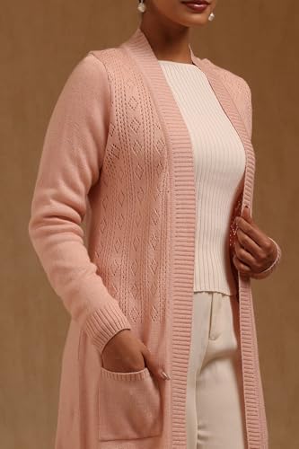Soch Womens Peach Acrylic Knitted Winter Shrug
