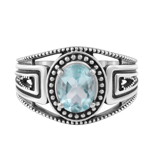 GIVA 925 Oxidised Silver Aqua Shine Ring For Him,Indian - 20| Gifts for Men & Boys | With Certificate of Authenticity and 925 Stamp | 6 Months Warranty