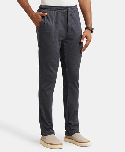 Jockey IM06 Men's Super Combed Cotton Rich Elastane Stretch Slim Fit Solid All Day Pants with Pockets_Navy M