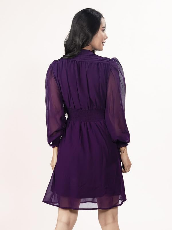 Zink London Women's Purple Solid Short Dress