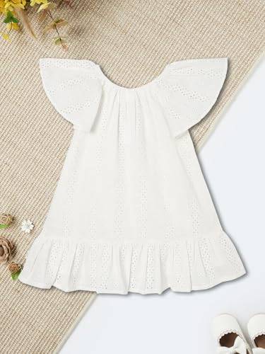 Max Girl's Cotton A-Line Midi Dress (S225CWDR04A_Ivory