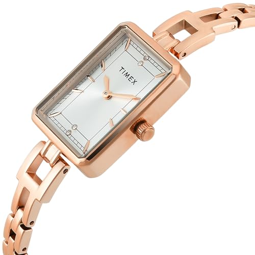 TIMEX Silver-Tone Rectangle Dial Analog Women's Watch - TWEL22802