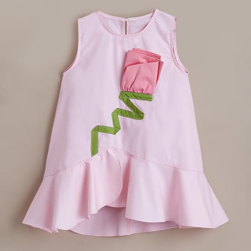 Hopscotch Girls Sleeveless Pink Pure Cotton Casual Dress (2.5-3 Years)