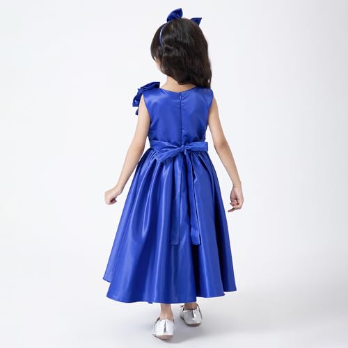 Hopscotch Girls Royal Blue Sleeveless Floral Applique Dress for Age (5-6 Years)