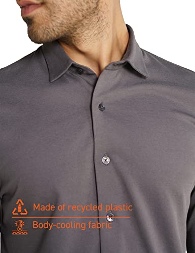 DAMENSCH Constant Cotton Thermoregulating Pique Full Shirts-Pack of 1-Blackened Pearl-Medium