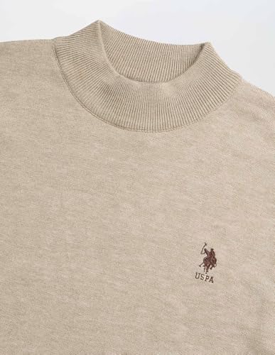 U.S.Polo Association Men's Solid Regular Fit Sweater (USSWE2449_Beige_2XL)