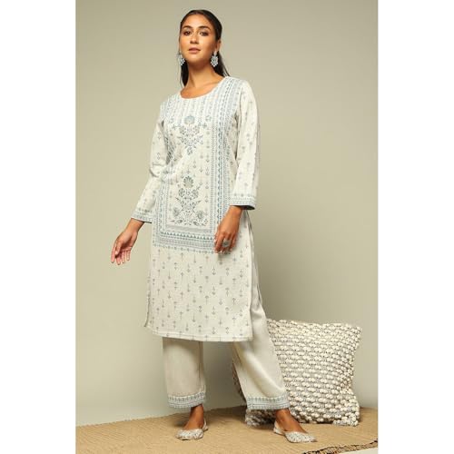 Rangriti Women's Acrylic Kurta Set (WNTRWR20200AW24GRY_Grey