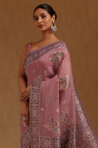 Soch Womens Lavender Chanderi Zari Woven Designs Saree