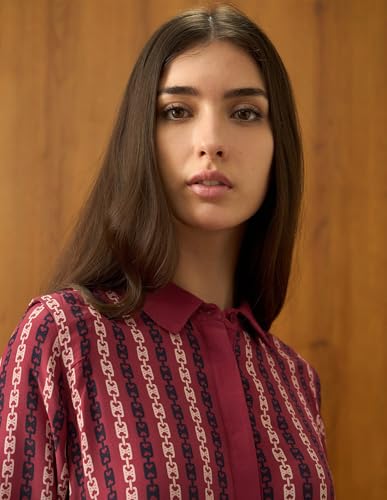 U.S. Polo ASSN. Women Abstract Printed Mini Shirt Dress with Belt (UWAW25DRS193_Red_S)