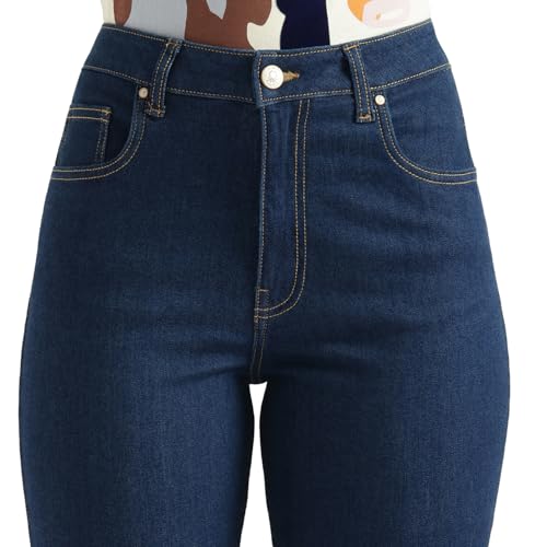 United Colors of Benetton Solid Skinny Fit High Waist Jeans (Size: 24) - 26P4DENIM125I901 Blue