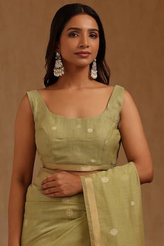 Soch Womens Green Chanderi Woven Design Saree
