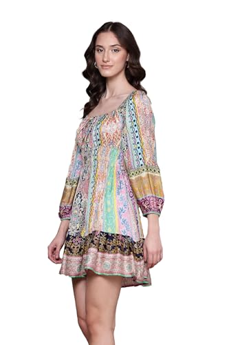 Label RITU KUMAR Multi Ethnic Stripes Short Dress Multicolour