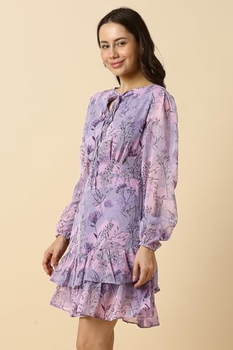 Allen Solly Women's Polyester Modern Mid-Thigh Length Dress (AHDRWRGF763596_Lilac