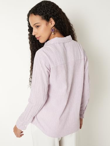 Max Women Regular Fit Striped Shirt (Pink_XXL)