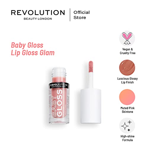 Revolution Relove Baby Gloss – Glam | Lip Gloss for Shiny, Hydrated Lips | Lightweight, Non-Sticky, Vegan & Cruelty-Free
