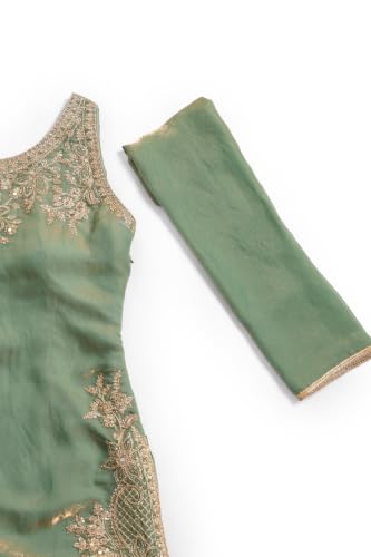 Soch Womens Sap Green Fendi Zari Embroidery Salwar Suit