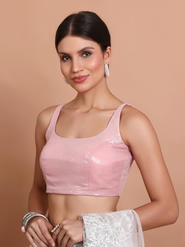 S SALWAR STUDIO Pink Georgette Embellished Readymade Blouse