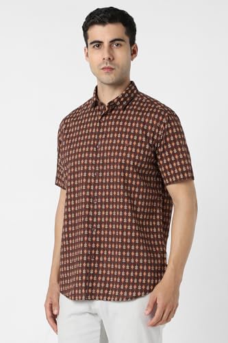 Van Heusen Men's Slim Fit Shirt (VDSHESLFP01377_Brown