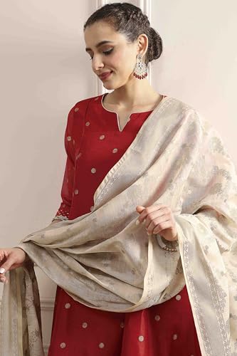 Biba Women Cream Polyester Yarndyed Dupatta_FREE SIZE