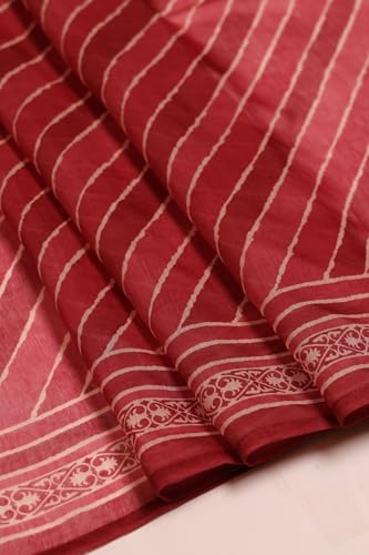 Soch Womens Brick Red Chanderi Floral Printed Salwar Suit With Zari