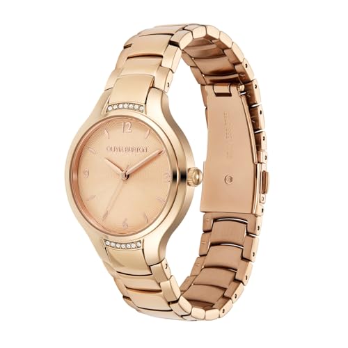 Olivia Burton Lea Qtz Basic Carnation Gold Round Dial Women's Watch|Ionic Plated Rose Gold Steel Material|Rose Gold Color Band - 24000210
