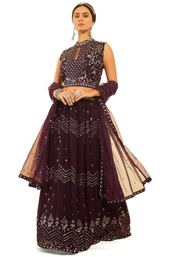Soch Women's Georgette Lehenga Choli (OWA3CD20379A_Maroon_XL)