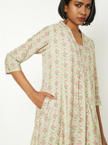 Max Women Floral Print A-line Kurta Set (Green_M)