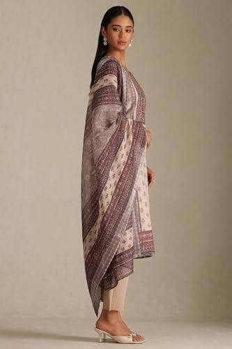 Soch Women's Poly Linen Kurta Set (EWA5CD22193_Beige