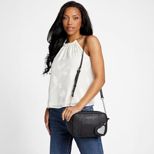 Guess Women's Black Solid Crossbody Bag| Ladies Purse Handbags | Gift For Ladies