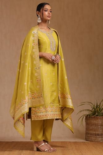 Soch Women's Chanderi Chudidar Set (EWA5CD22065_Light Green