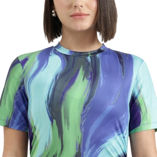United Colors of Benetton Round Neck Swirl Print Dress (Size : XS) - 26P3099W3950I902 Multicolour