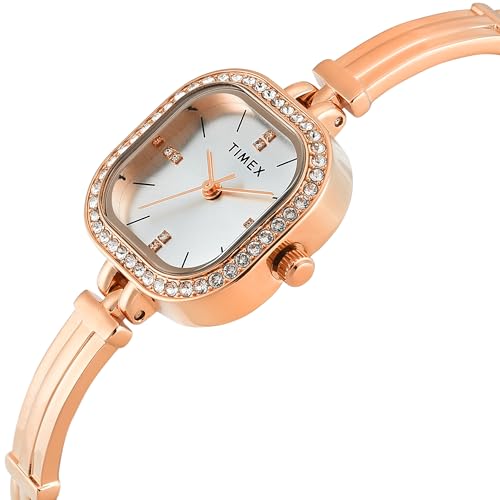 TIMEX Silver-Tone Square Dial Analog Women's Watch - TWEL22901