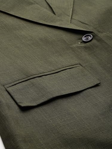 Cottinfab Women Olive Green Solid Single-Breasted Long Sleeves Formal Blazer