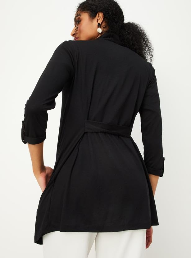 Max Women's Polyester Blend Casual Shrug (SHRUG3203_Black_XL