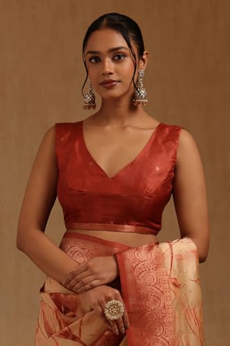 Soch Womens Earth Dola Silk Floral Saree With Zari Woven