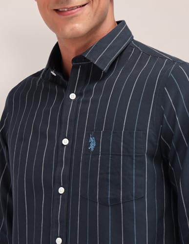 U.S. POLO ASSN. Tailored Fit Pure Cotton Shirt (USSHTFX0618_Navy_44)